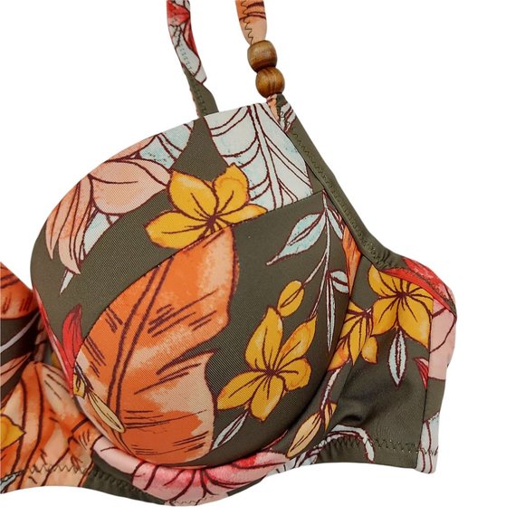 Sanctuary Green Bikini Adjustable Strap Floral Print Womens Size Small - Picture 8 of 10